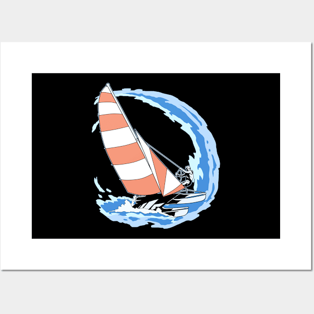 Retro Sailboat Sailing Gift Product Sailor Ocean Wave Tee Wall Art by Linco